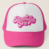 Retro Heet Roze Verjaardag Meisje Trucker Pet (Voorkant)