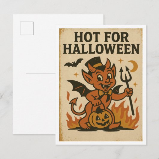 Retro heet voor Halloween Briefkaart (Voorkant / Achterkant)