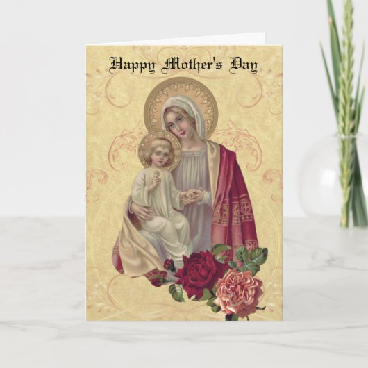 Retro Heilige Maagd Maria Moederdag Kaart (Voorkant)