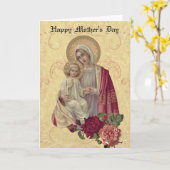 Retro Heilige Maagd Maria Moederdag Kaart (Gele Bloem)