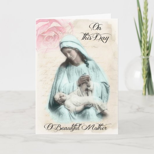 Retro Heilige Maagd Maria Moederdag Kaart (Voorkant)