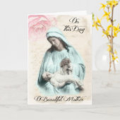 Retro Heilige Maagd Maria Moederdag Kaart (Gele Bloem)