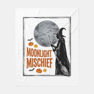 Retro Hekenshirt Halloween Maan Silhouet_1 Fleece Deken