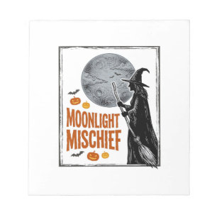Retro Hekenshirt Halloween Maan Silhouet_1 Notitieblok