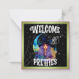 Retro Heks Beauty Halloween Notitiekaartje