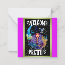 Retro Heks Beauty Halloween Notitiekaartje