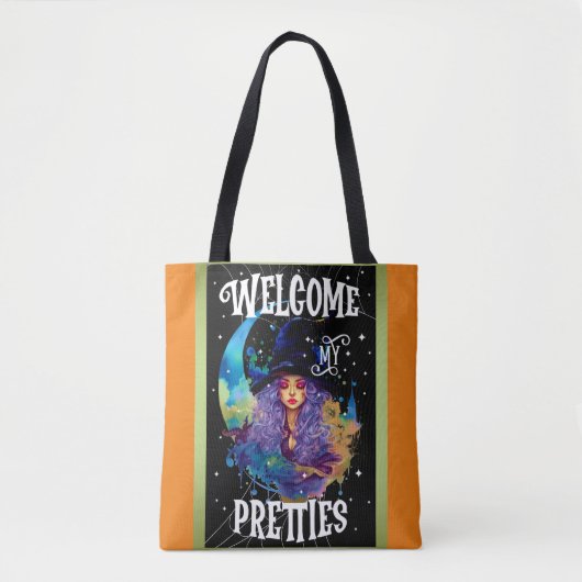 Retro Heks Beauty Halloween Tote Bag (Voorkant)
