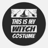 Retro Heks Halloween Matching Groep Kostuum Spook Ronde Sticker (Voorkant)