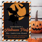 retro heks op bezem aangepaste Halloween Kaart