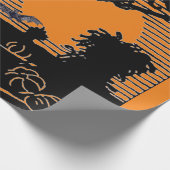 RETRO HEKS OP EEN BEZEM HALLOWEEN Wrapping Paper Cadeaupapier (Hoek)