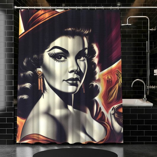 Retro Heks Pin-up Douchegordijn