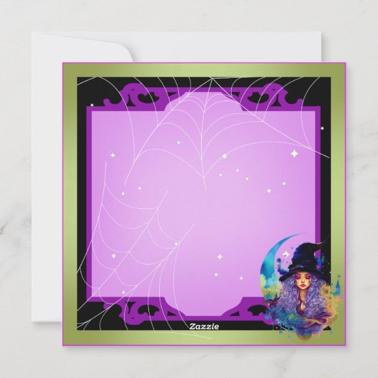 Retro Heks Schoonheid Halloween Kaarten (Achterkant)