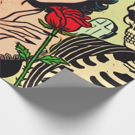 Retro Heks Vampier Meisje Horror Strips Cadeaupapier (Hoek)