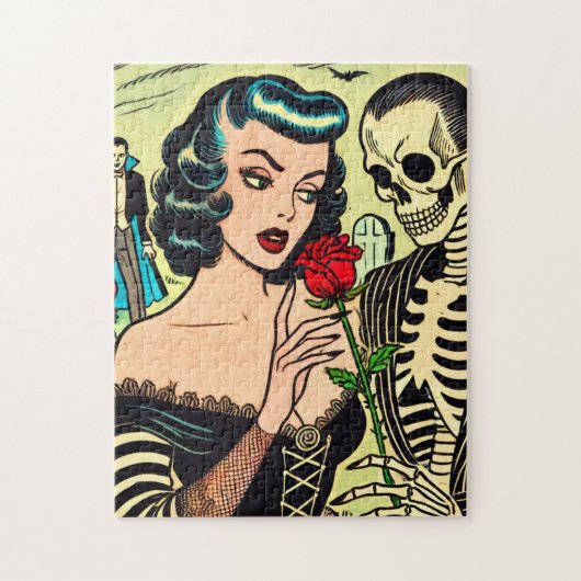 Retro Heks Vampier Meisje Horror Strips Legpuzzel (Verticaal)