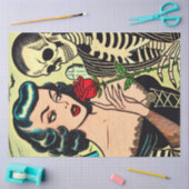 Retro Heks Vampier Meisje Horror Strips Tissuepapier (Craft)