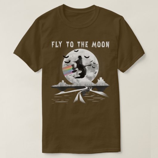 Retro  heks vliegen naar de maan Happy Hwee T-shirt (Design voorkant)
