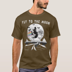 Retro  heks vliegen naar de maan Happy Hwee T-shirt