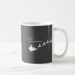 Retro Hekserige Tovenaar Vlieg Jullie Dwazen Kerst Koffiemok