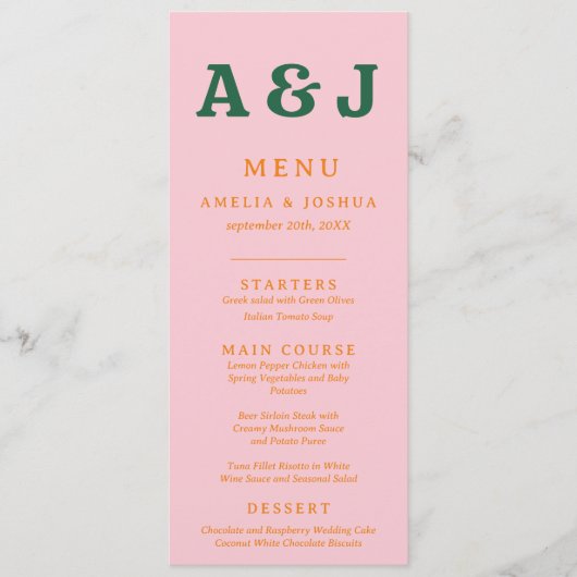 Retro helder en vet Plat Menu (Voorkant)