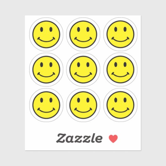 Retro helder geel glimlach gezicht sticker (Vel)