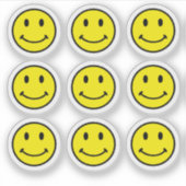Retro helder geel glimlach gezicht sticker (Voorkant)