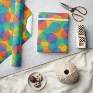 Retro helder gekleurde amorfe vormen kunstpatroon cadeaupapier
