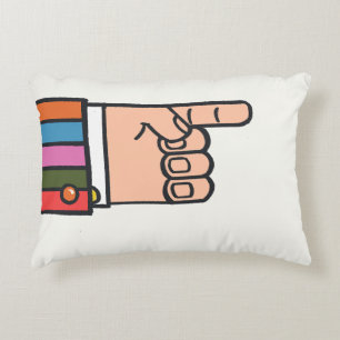 Retro helder leuk wijzend hand kussen