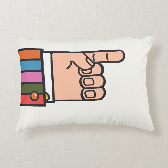 Retro helder leuk wijzend hand kussen (Voorkant)