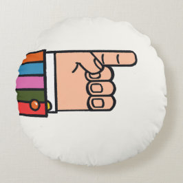 Retro helder leuk wijzende hand ronde kussen