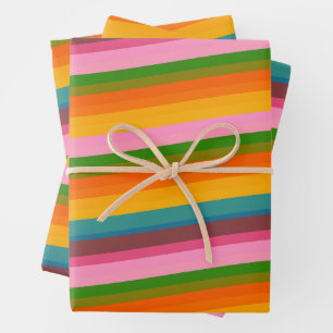 Retro helder regenboog streep leuk gekleurd feeste inpakpapier vel