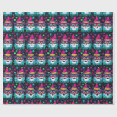 Retro Helder Roze Groovy Zonnebril Santa Cadeaupapier (Vlak)