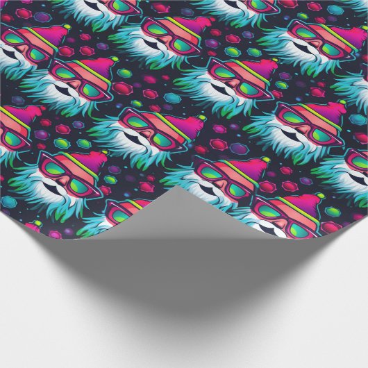 Retro Helder Roze Groovy Zonnebril Santa Cadeaupapier (Hoek)