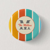Retro Helder Zomer Monogram Ronde Button 3,2 Cm (Voorkant)
