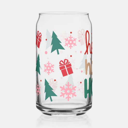 Retro Heldere Kerst Iconen Ho Ho Ho Blikvorm Glas (Voorkant)