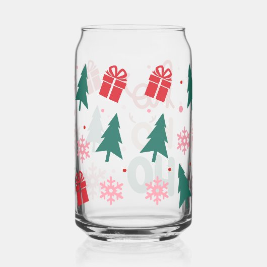 Retro Heldere Kerst Iconen Ho Ho Ho Blikvorm Glas (Rechts)