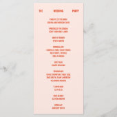 Retro Heldere & Kleurrijke Perzik Wedding Programmakaart (Achterkant)