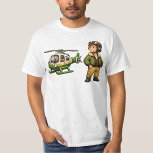 Retro Helikopter Piloot Jongen met Vintage Chopper T-shirt