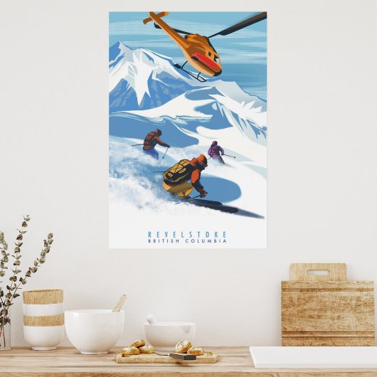 RETRO HELISKI REVELSTOKE SKI POSTER (Keuken)
