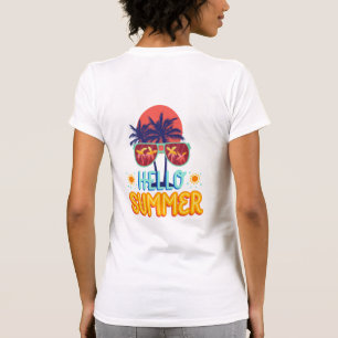 Retro Hello Summer Strand Sfeer Palmboom Achteraan T-shirt