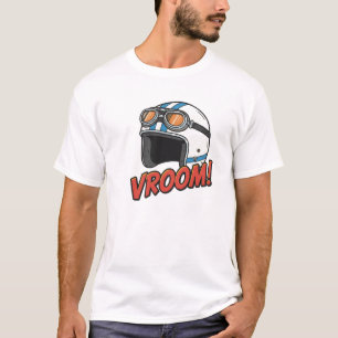 Retro helmterbril vintage cartoon vroom motorfiets t-shirt