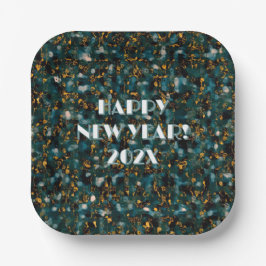 Retro Hemel Confetti Abstract Nieuwjaar Papieren Bordje