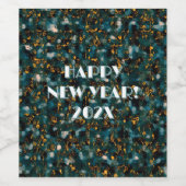 Retro Hemel Confetti Abstract Nieuwjaar Wijn Etiket (Enkel label)