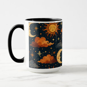 Retro Hemel Zon Maan Morgen Koffiemok Cadeau Mok