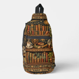 Retro hemelboekenplank boek koffie liefhebber sling bag