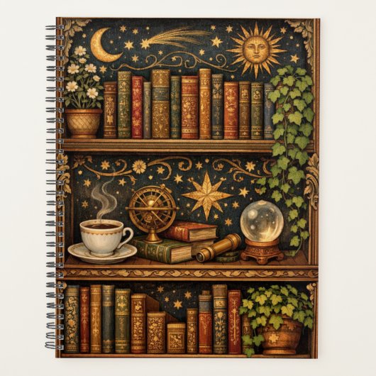 Retro hemelboekenplank koffieliefhebber planner (Voorkant)