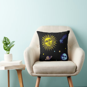 Retro hemellichamen kunst zon maan sterren planeet kussen