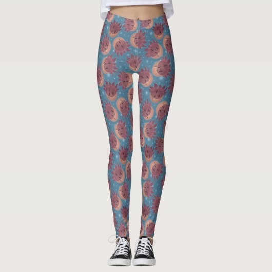 Retro Hemelse Zon en MaanRetro hemels Leggings (Voorkant)