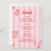 Retro Hen Rood en roze vrijgezellenweekend Kaart (Achterkant)