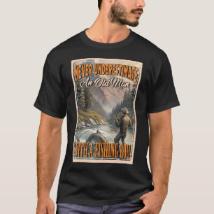 Retro hengel Oude man  T-shirt