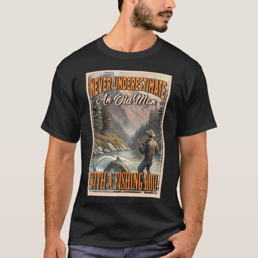 Retro hengel Oude man  T-shirt (Voorkant)